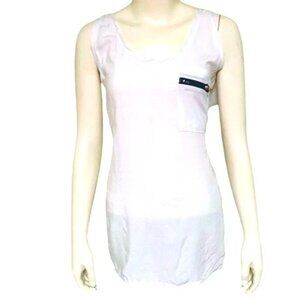 Color Story Sleeveless White Sheer Tank Top Tunic With Zipper Pocket Size L